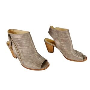Paul Green PeepToe Bootie sz 6.5 Women Cayanne Smoke Metallic Leather Gold 3.5"